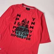 R. NEWBOLD アールニューボールド 英字デザイン 五分袖 Tシャツ M/レッド メンズ