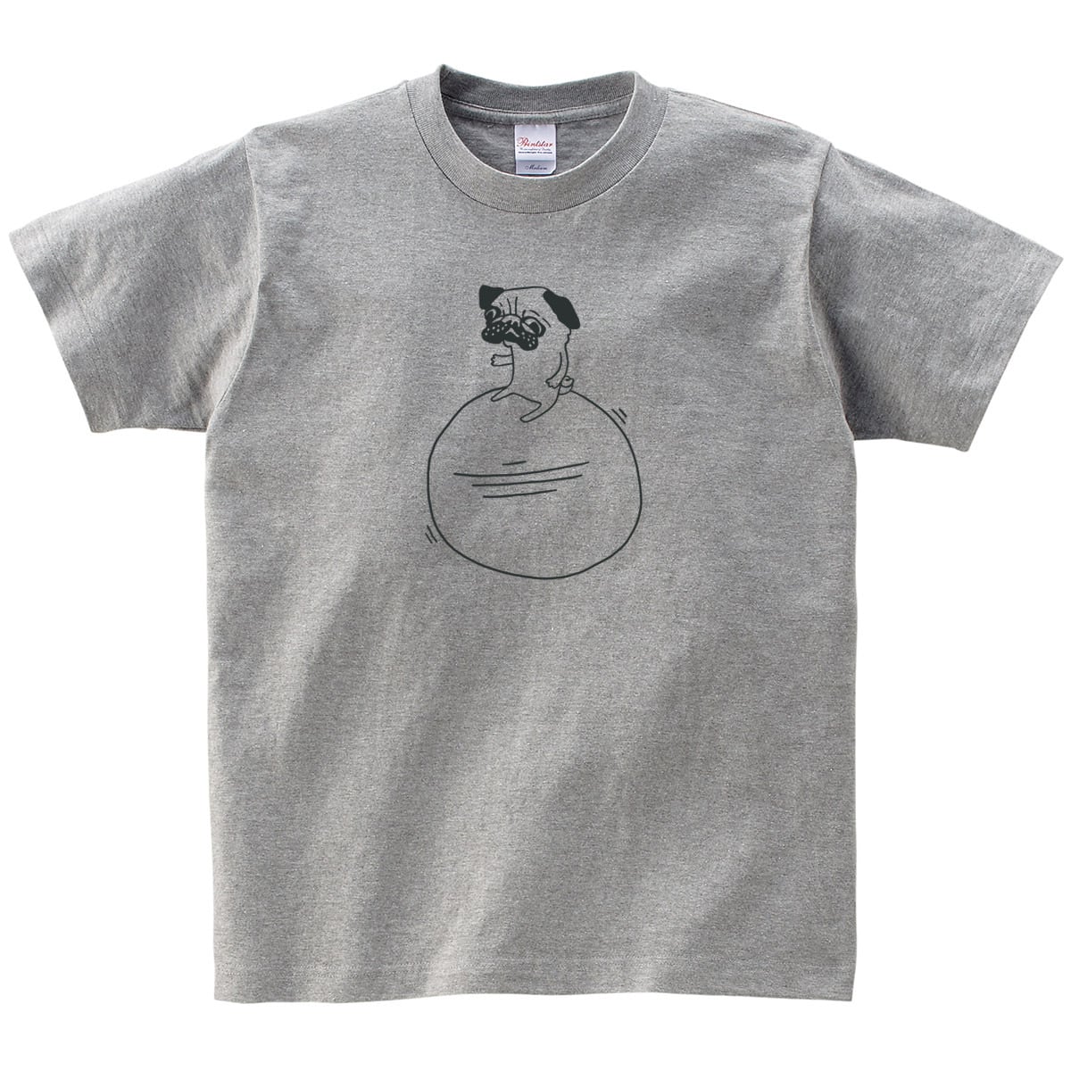 パグとヨガボール Tシャツ dog57 ダイエット 犬 ブヒ パグ 好き 服