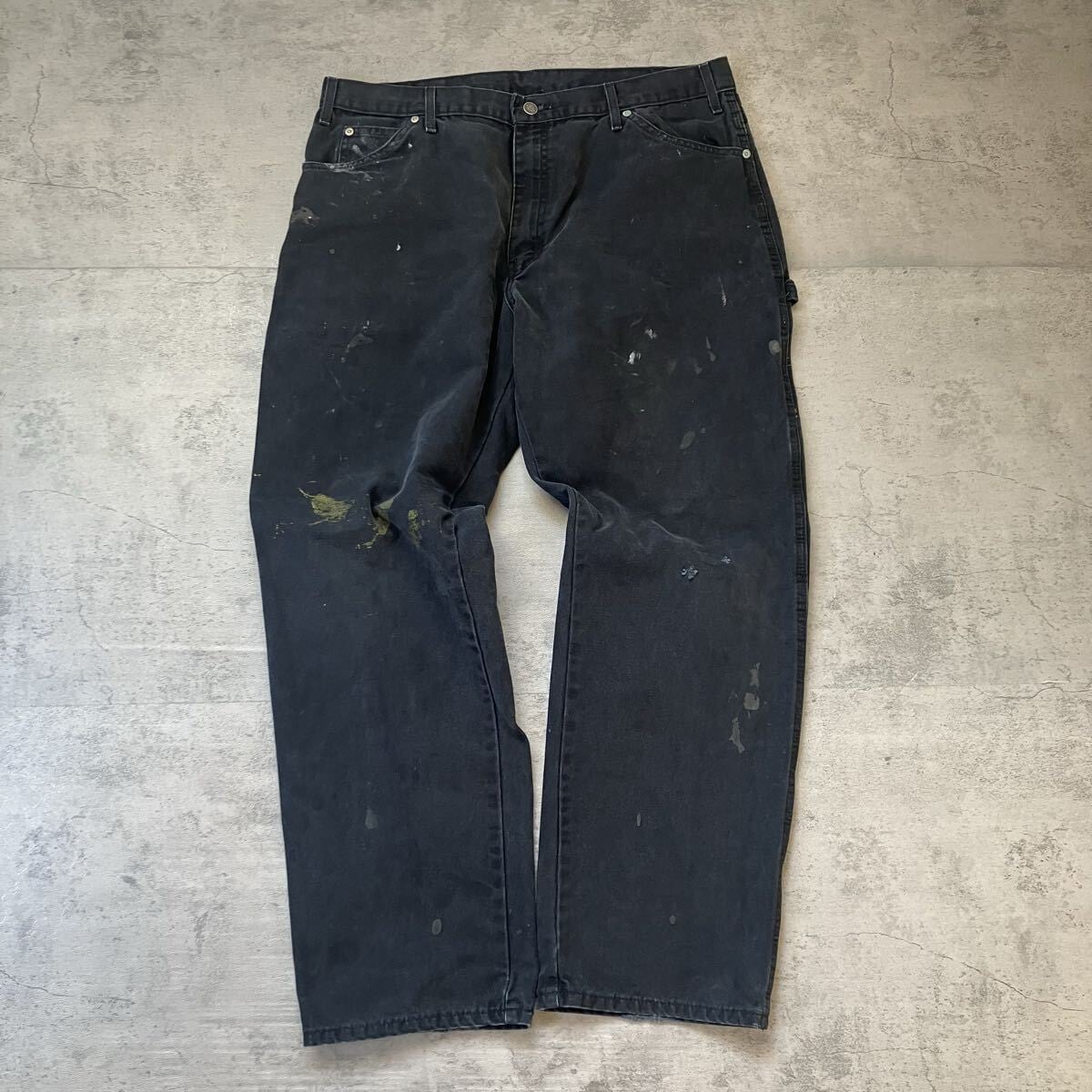 00s Dickies ペインターパンツ フェード 34x32 ディッキーズ ブラック