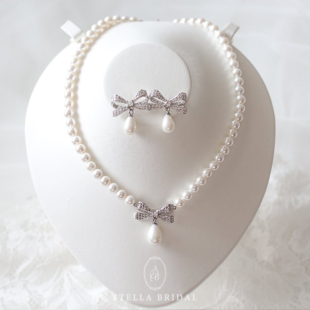 STELLA BRIDAL パールネックレス シェリル　ペルル 8月の新作】ブライダルアクセサリーセット ネックレス ピアス