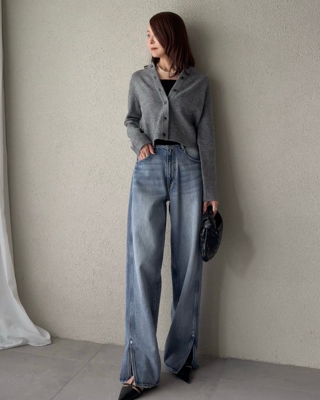 ダブルスタンダードクロージング×AKKO スリットヘムバギーパンツ デニム DOUBLE STANDARD CLOTHING（ダブルスタンダードクロージング）の「AKKO