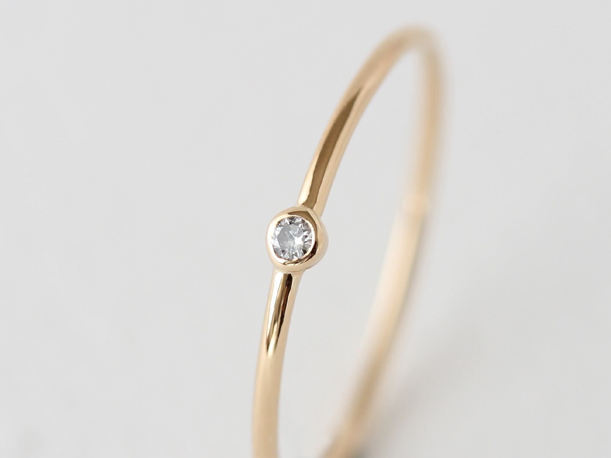 K18YG Diamond/1.8round grain ring | niruc