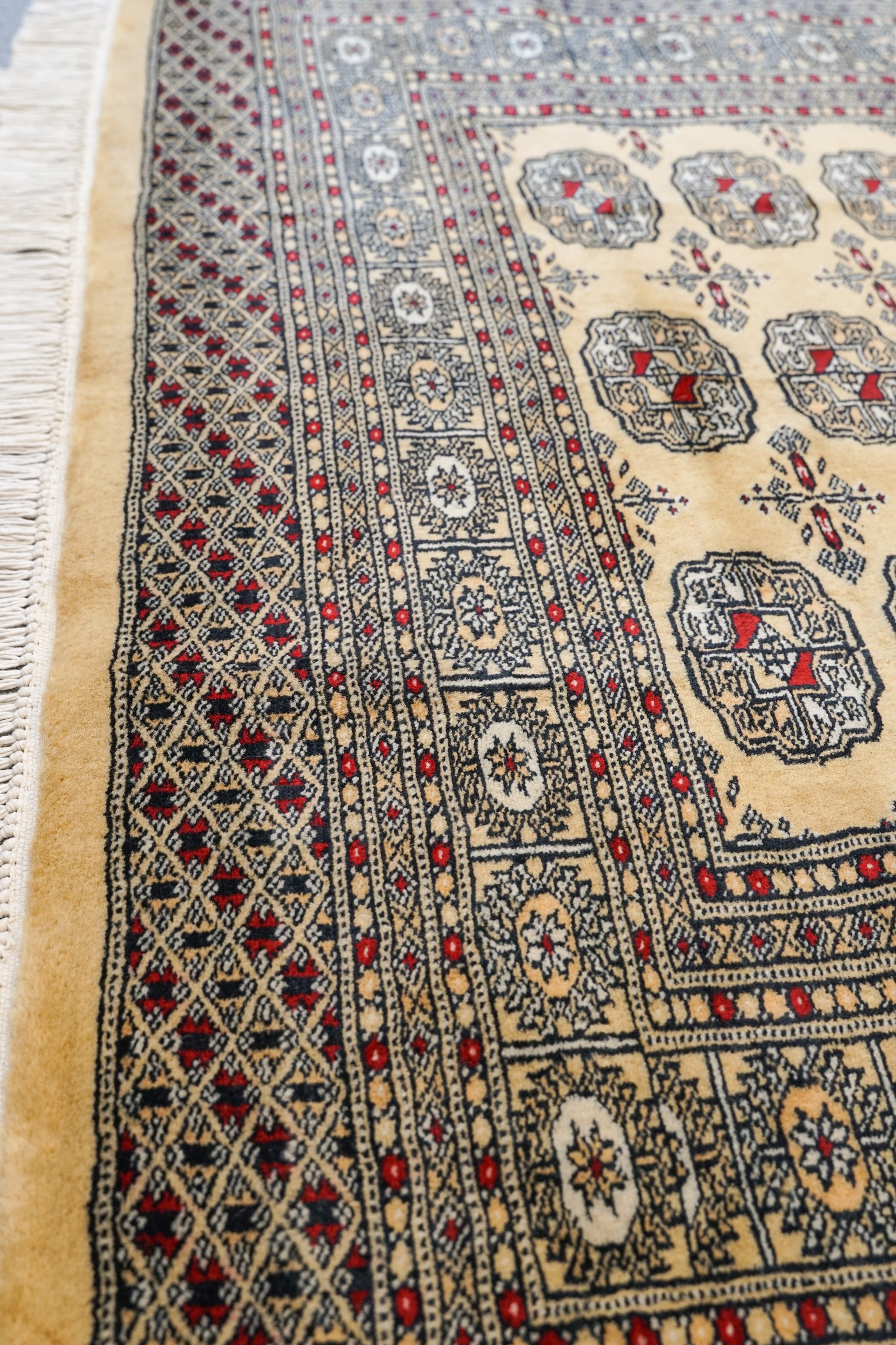ボハラデザインのパキスタン手織り絨毯 size:297×214cm リビングラグ