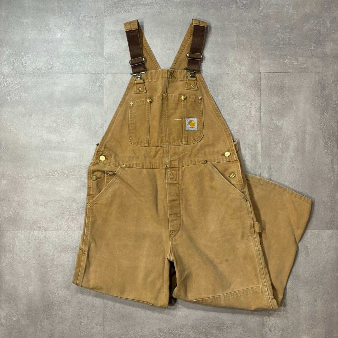 《実寸 W36 L28》 Carhartt カーハート オーバーオール ダブルニー USA製 No.4174s