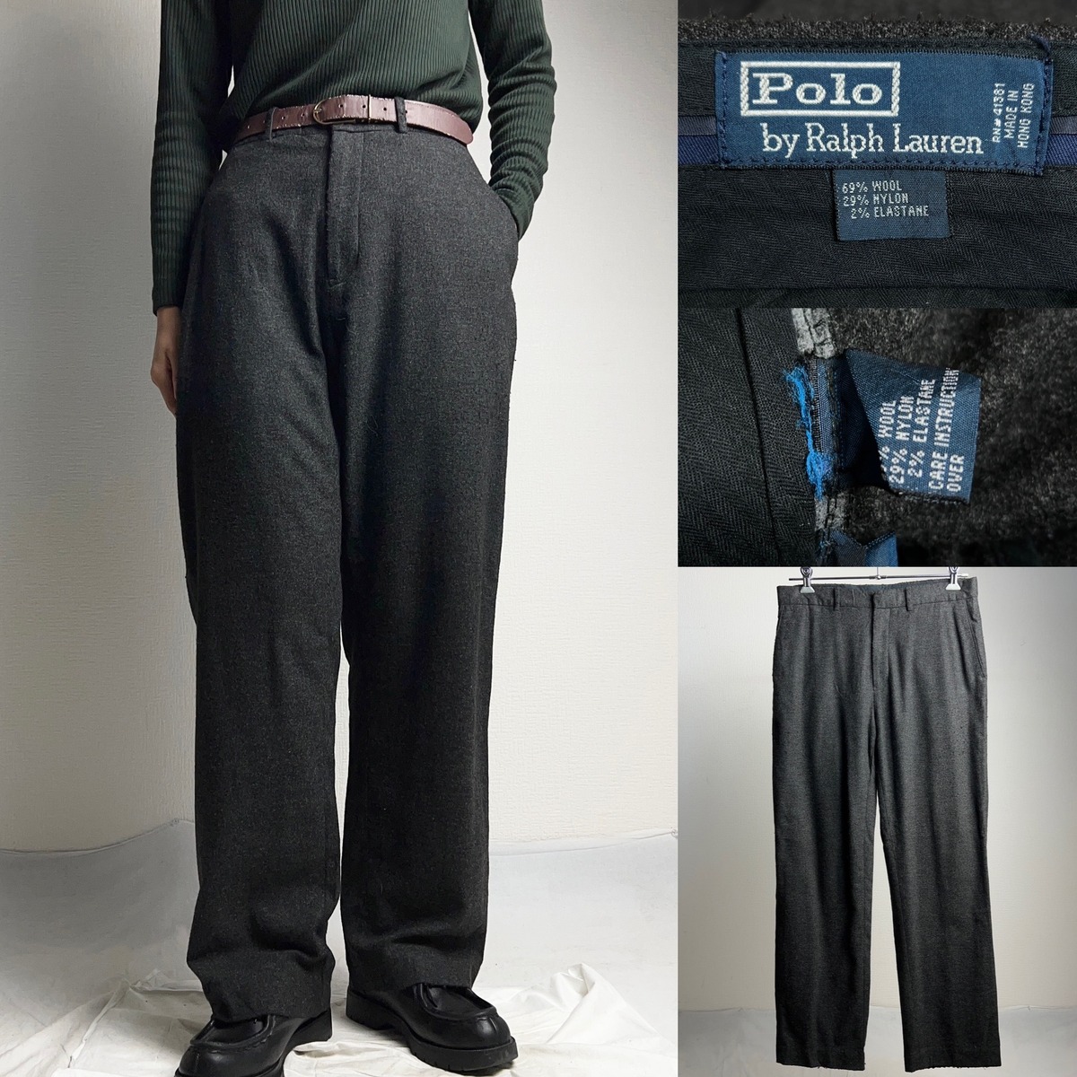 old Polo by Ralph Lauren Wool Slacks Gray SIZE 34 ポロラルフ 