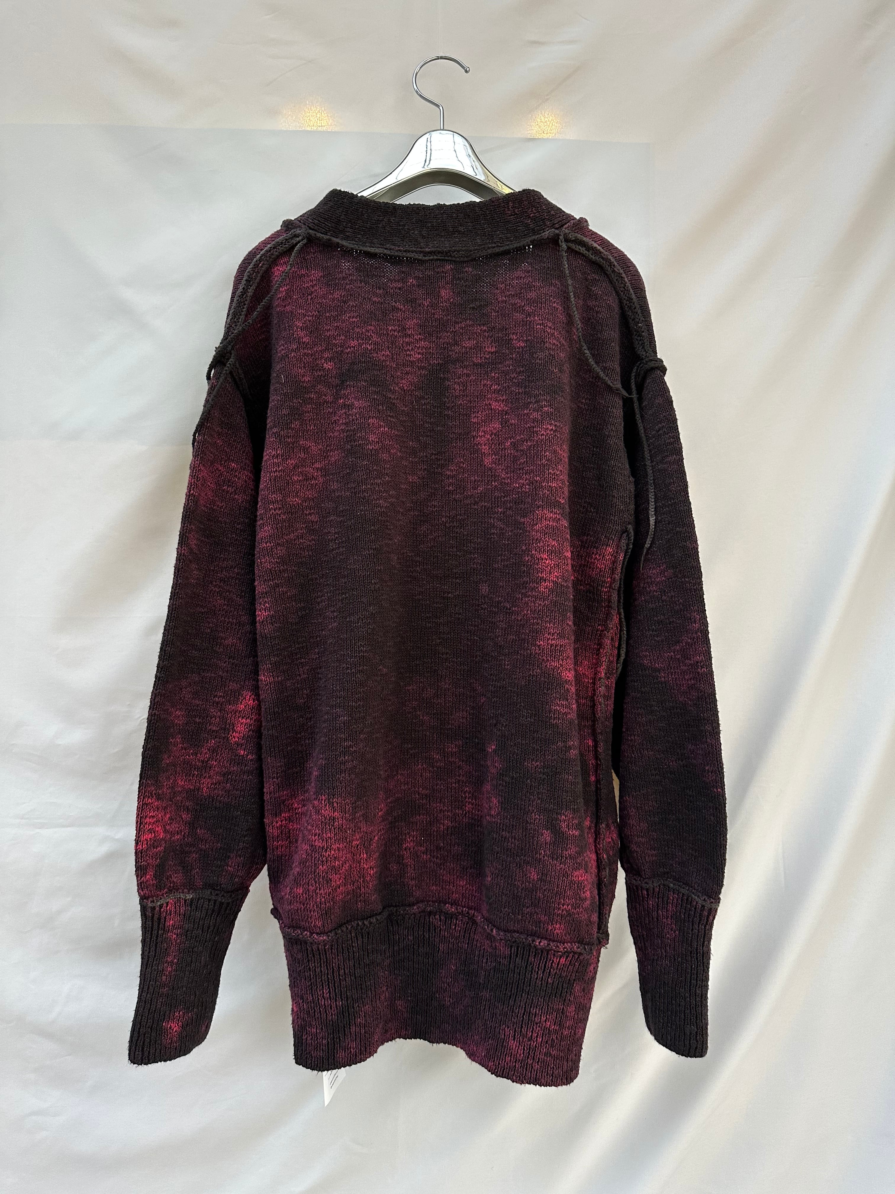 VOLTAGE CONTROL FILTER Reverse Linking Cardigan Dyed/Red VOLTAGE CONTROL FILTER Reverse Linking Cardigan Dyed/Red