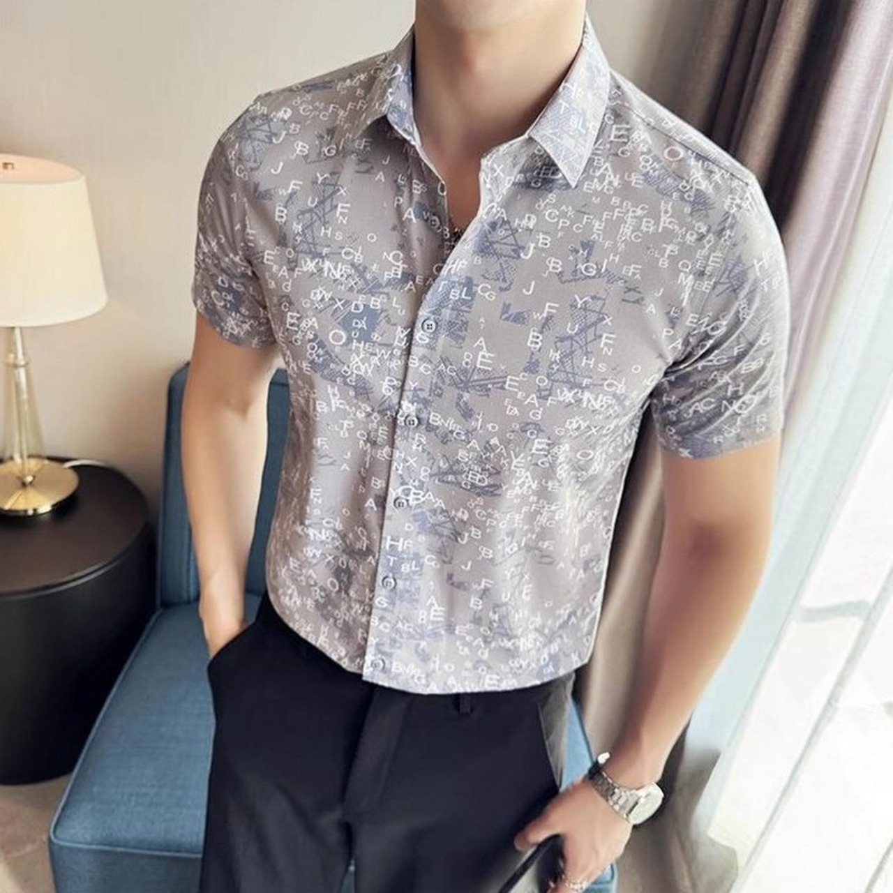 short sleeve printed shirt tops 00294