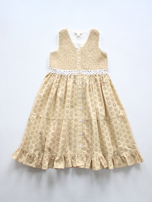 BONJOUR DIARY  IBIZA DRESS Honey broderie anglaise organic voile  4-6y