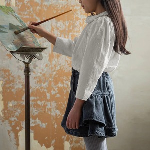 秋フリル襟ドット立体ジャガードブラウス2色