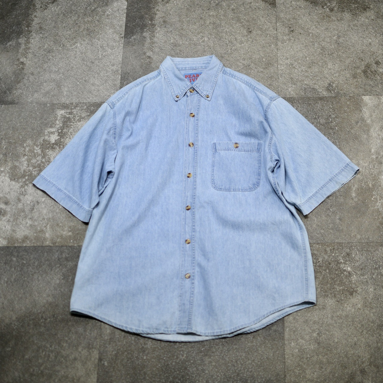 lavender stitch denim shirt