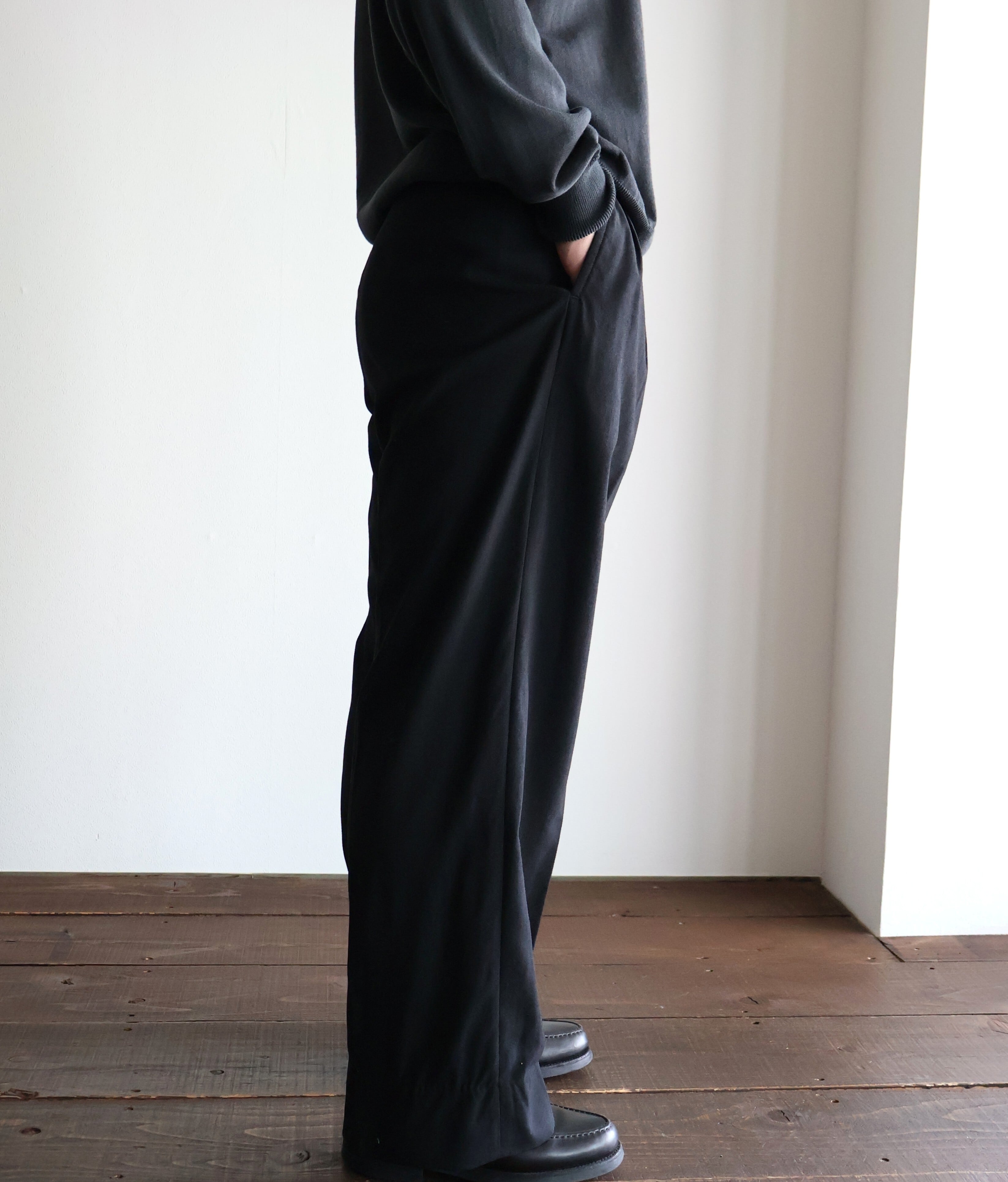 BAUTH “ WOOL 2TUCK TROUSERS ( Black )” | H.inch/アッシュインチ