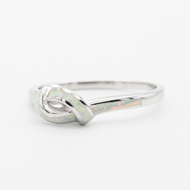 White Opal Inlay Knot Motif Design Ring #13.5 / Denmark