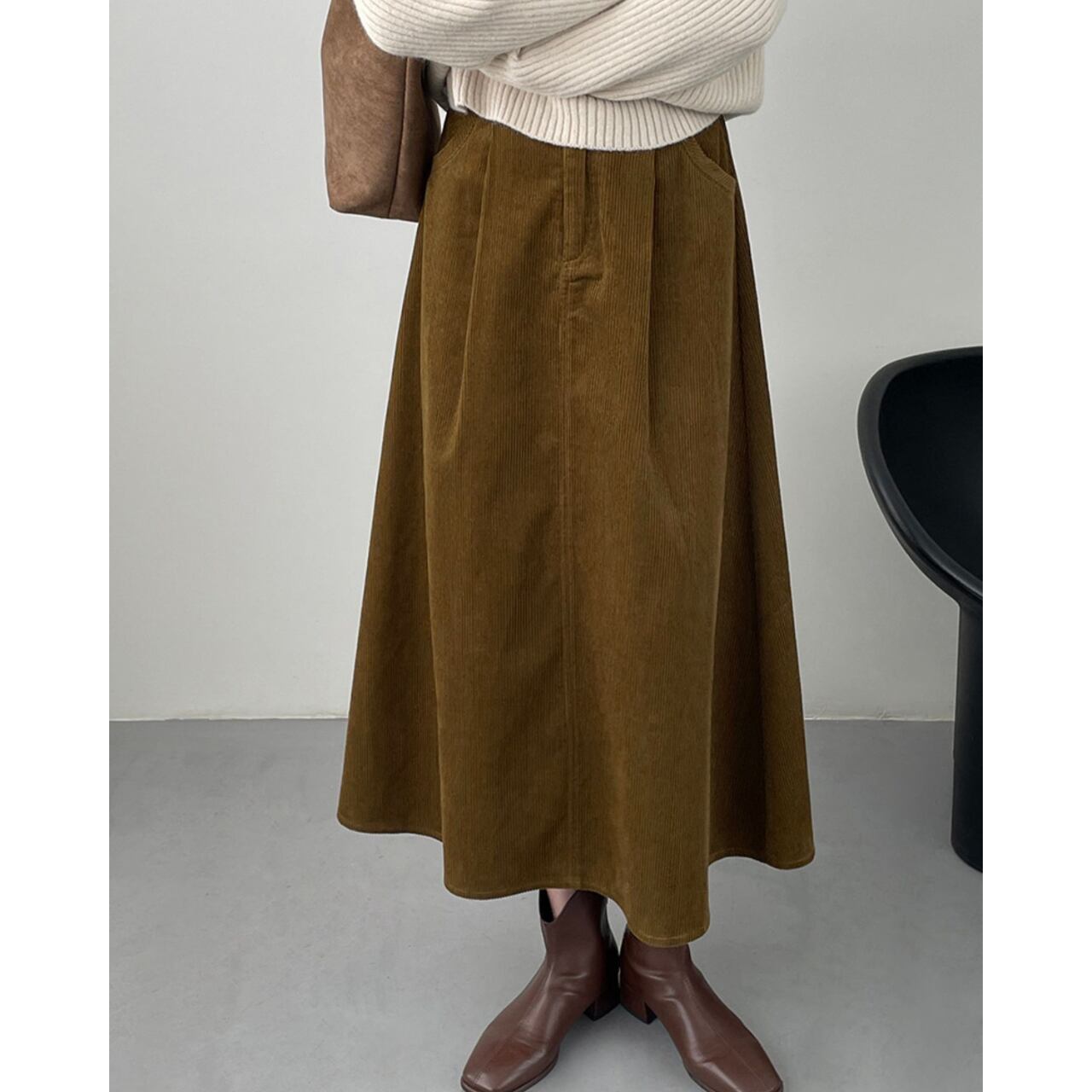 コーデュロイAラインスカート a0384