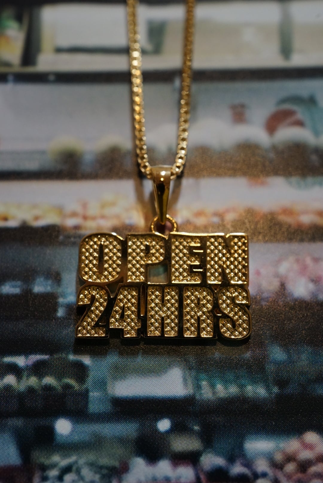 OPEN 24HRS SIGN Necklace / K18GP ゴールドネックレス/ IN-PUT-OUT