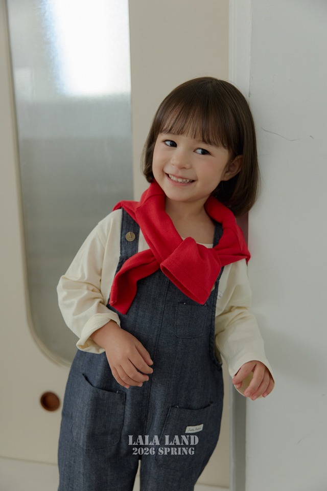 [即納S]≪LALALAND≫Eyelet Slim Long Sleeve T red (kids)130