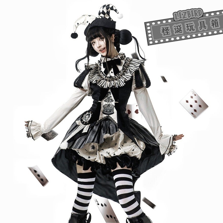 ロリータファッション 星柄かぼちゃパンツ アイボリー ブラック