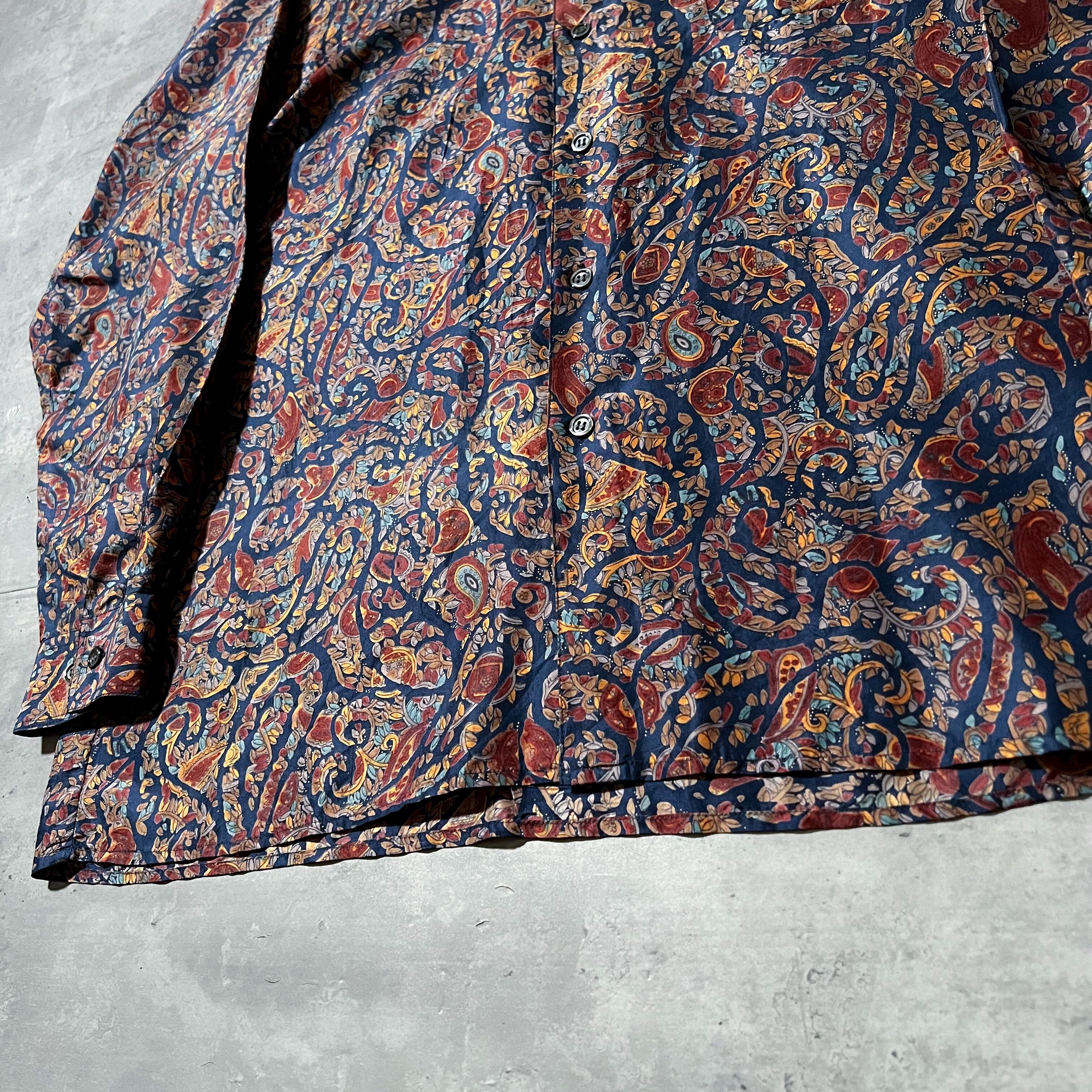 80s-90s paisley pattern silk shirt japanese vintage ペイズリー柄