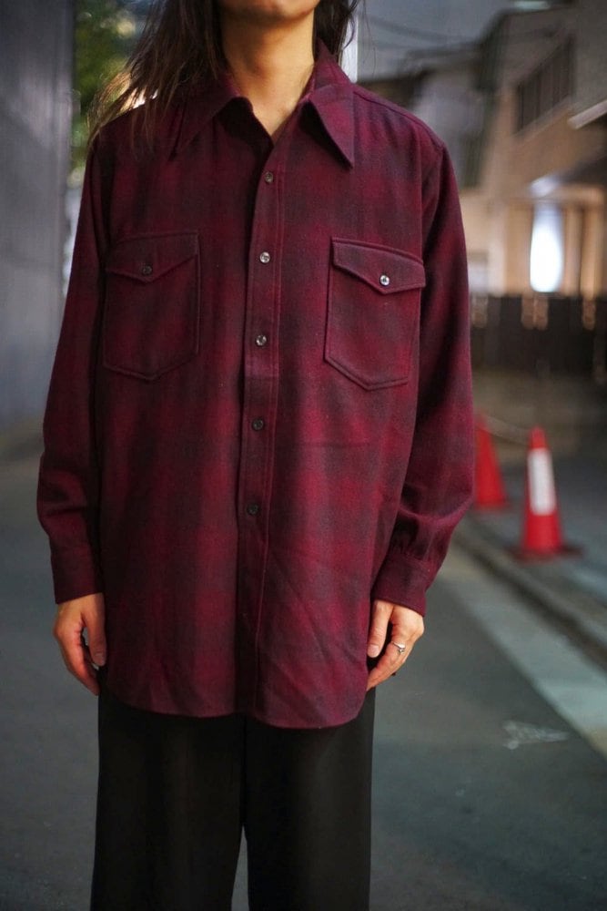 PENDLETON Vintage Ombre Check Shirt Collar Wool Shirt [1970s