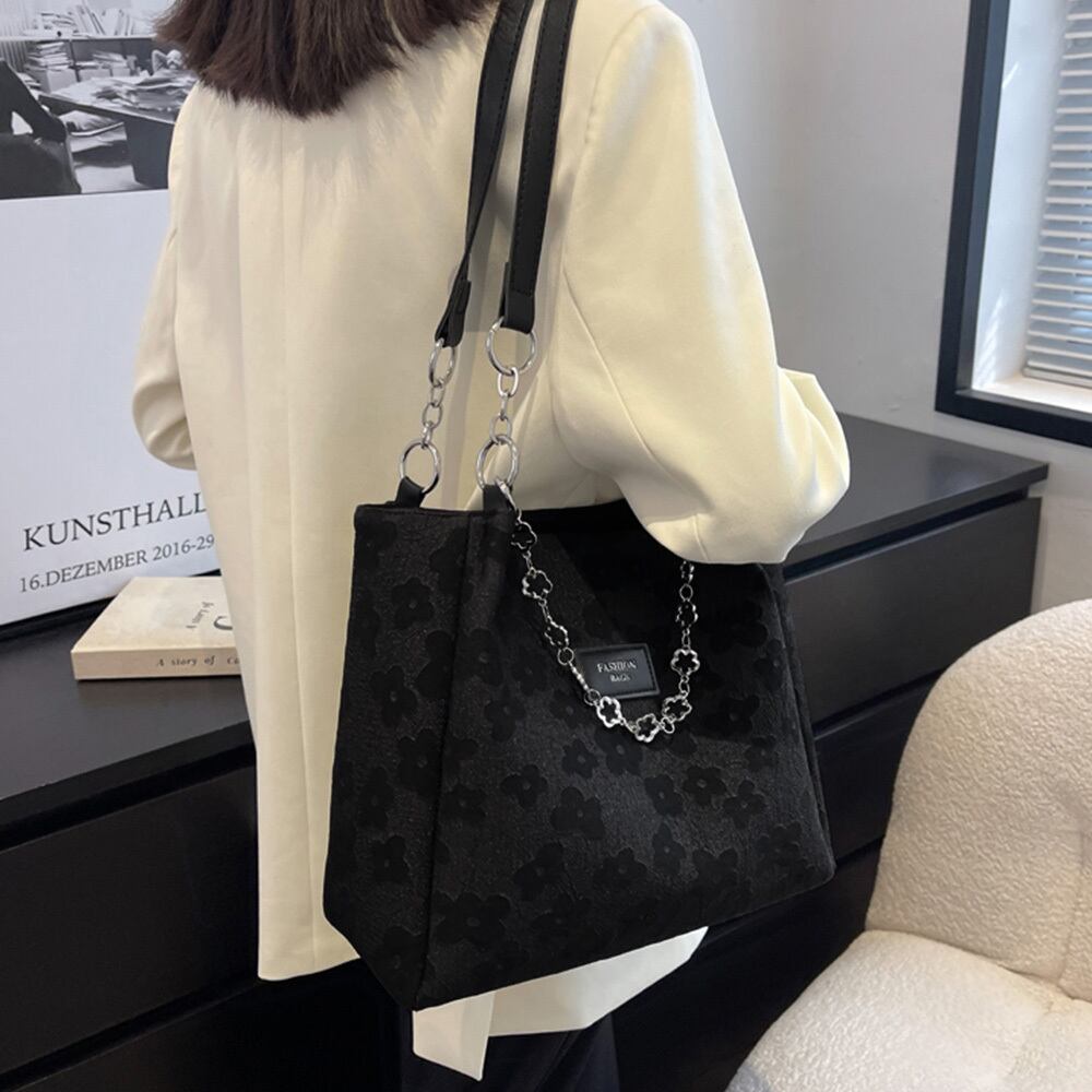 スクエア トート バッグ レディース 大容量 通勤 通学 きれいめ 大人 かわいい 花柄 おしゃれ レザー チェーン付き 大人可愛い 大人女子