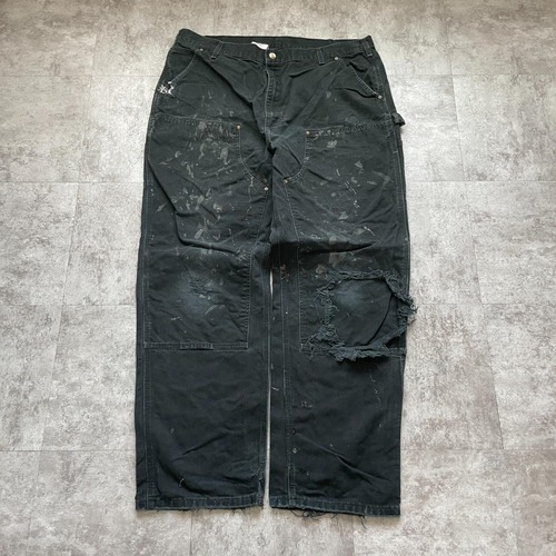 メキシコ製 ブラック ダブルニー Carhartt B136 BLK 42×34