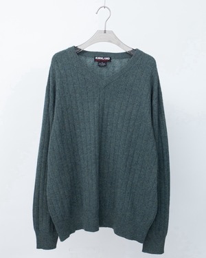cashmere V-neck rib knit sweater