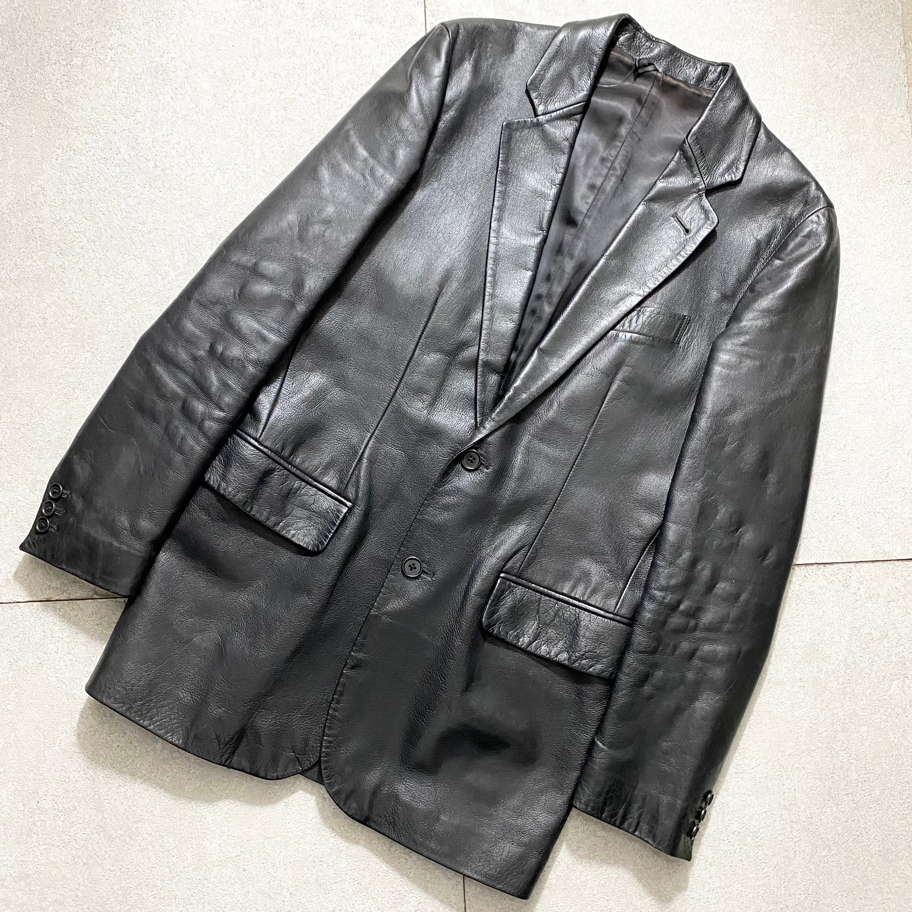 archive HELMUT LANG black leather tailored jacket | NOIR ONLINE