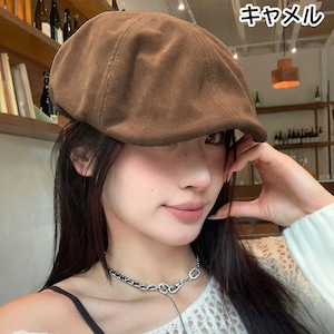 キャスケット 帽子 レディース メンズ 秋冬 韓国 ハンチング ハット きれいめ 大人 かわいい カジュアル フェミニン おしゃれ 通勤 通学 無地 ベレー帽 キャップ スエード調 大人可愛い 大人女子