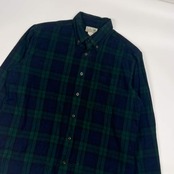 00s L.L.Bean エルエルビーン チェック BD ボタンダウン 長袖 ネルシャツ M-REG/グリーン×ネイビー メンズ
