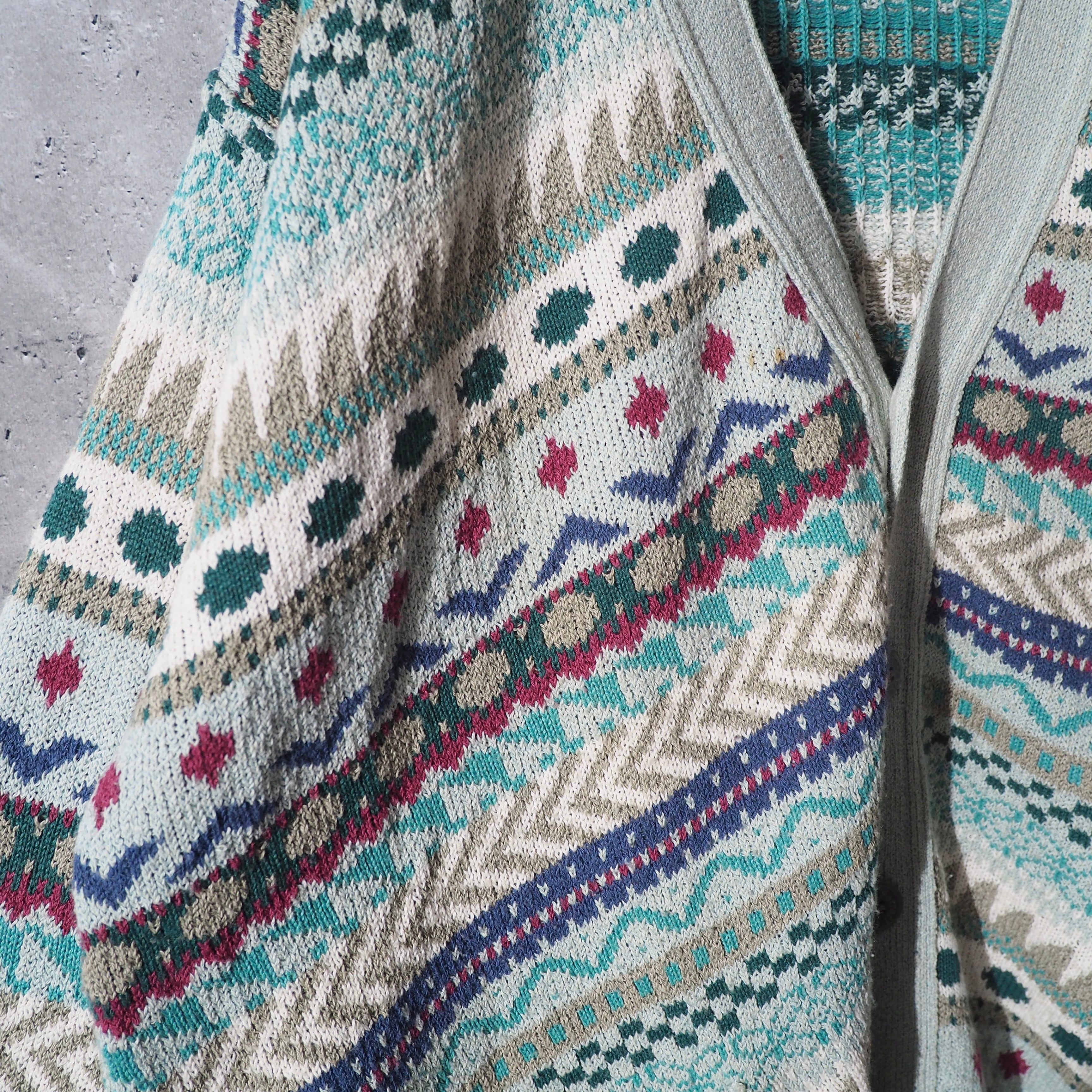 1990s " Made in Italy " Mint green Color vintage loose knit cardigan