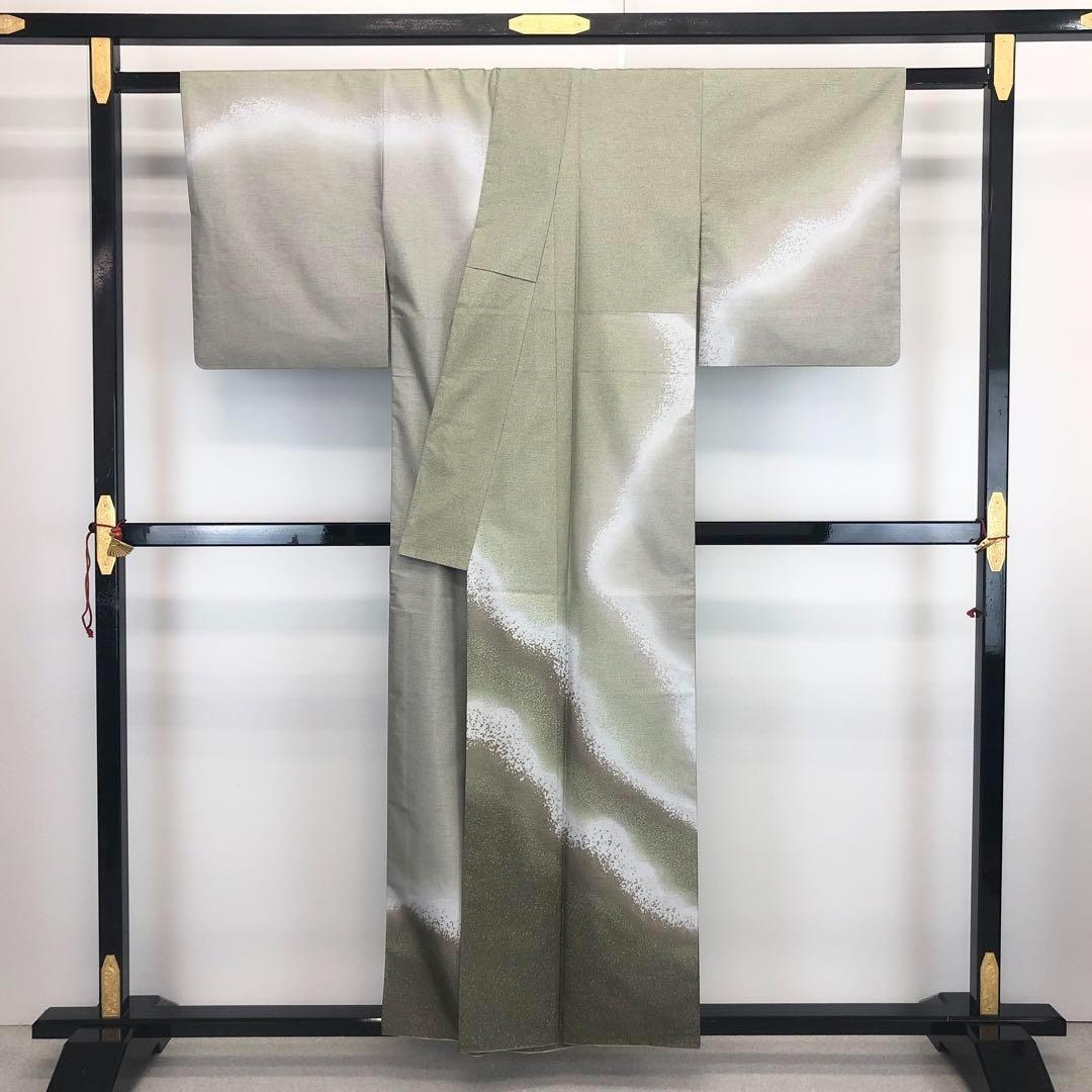 訪問着 染大島 叩き染 一矢 証紙付 蝋色 K-3558 