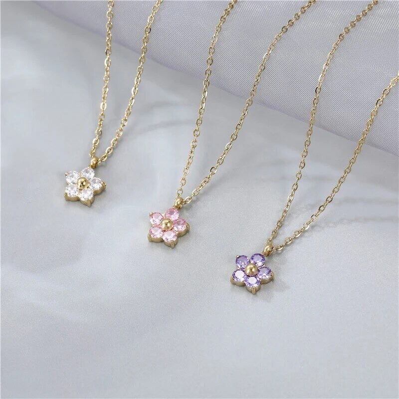 金アレ対応 cute flower necklace (0594)