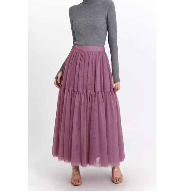 long mesh flare skirt(2color)<sk1714>