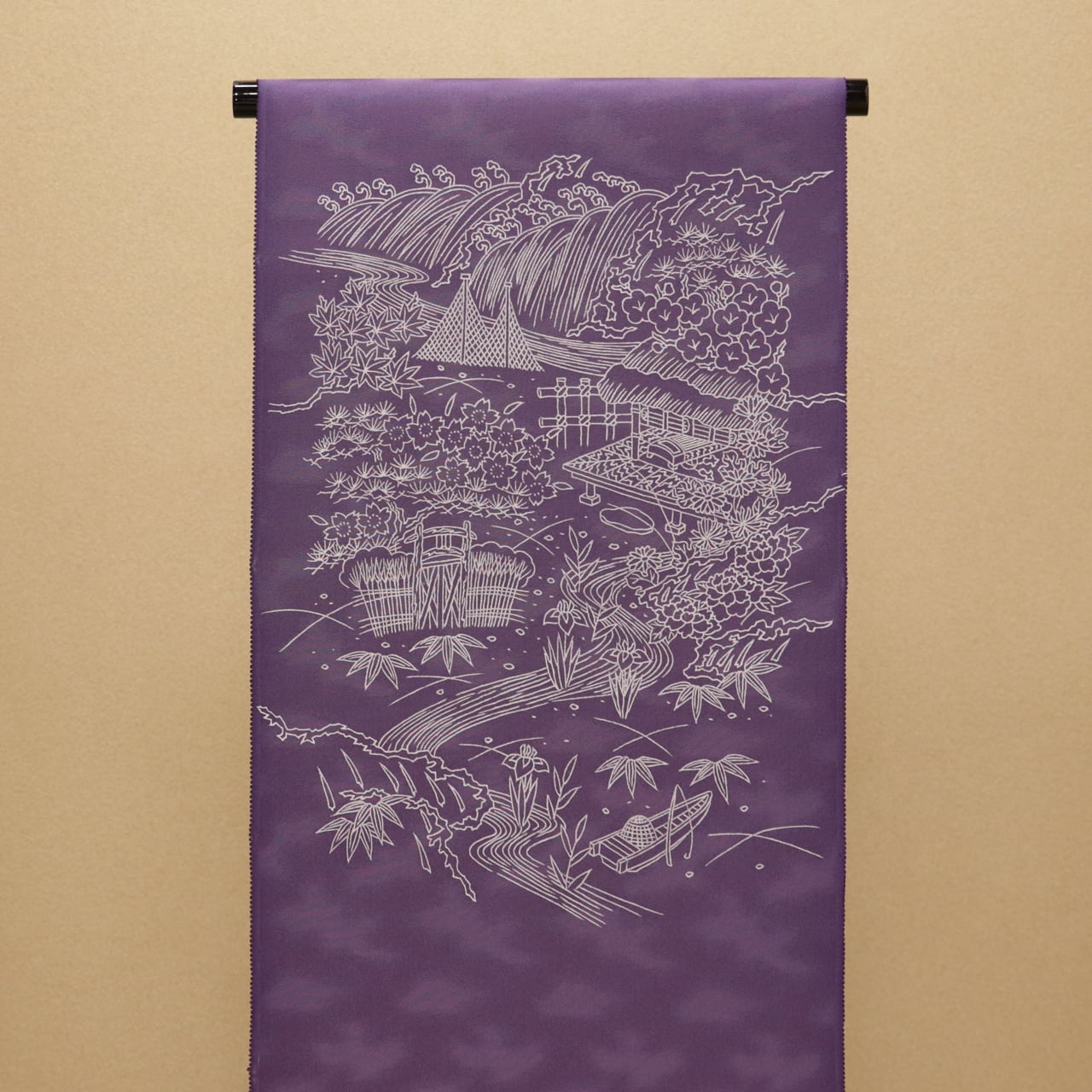 手描き友禅 染名古屋帯「御所解模様」 | 腰原きもの工房