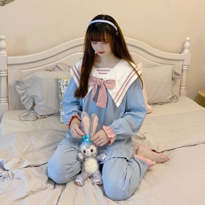 ネイビーカラーレディースオータムレッドスタイル ロング リボン 秋物 萌量不足29854543502