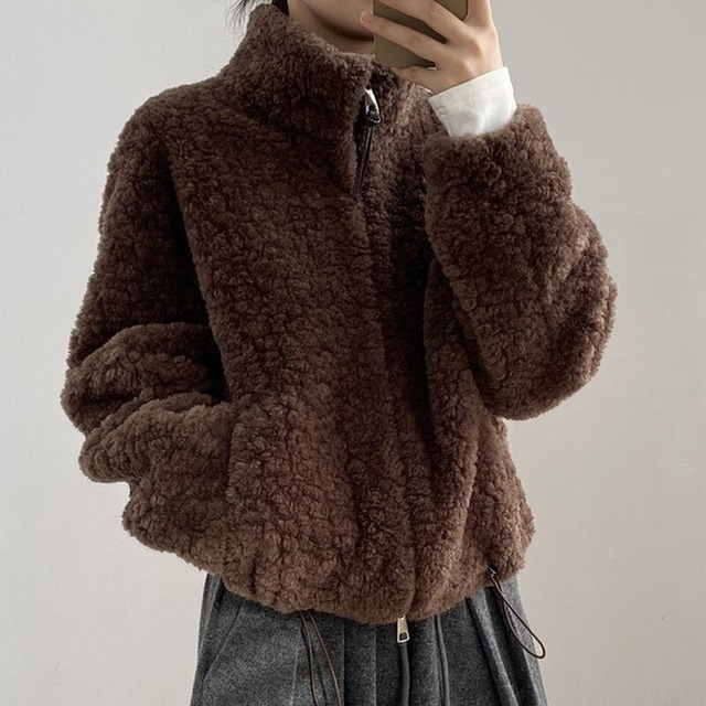 stand collar fur jacket 10887