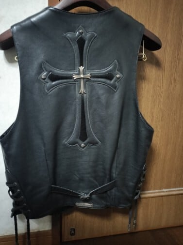 CHROME HEARTS クロムハーツ レザーベスト CHバッククロス CHROME HEARTS クロムハーツ レザーベスト CHバッククロス