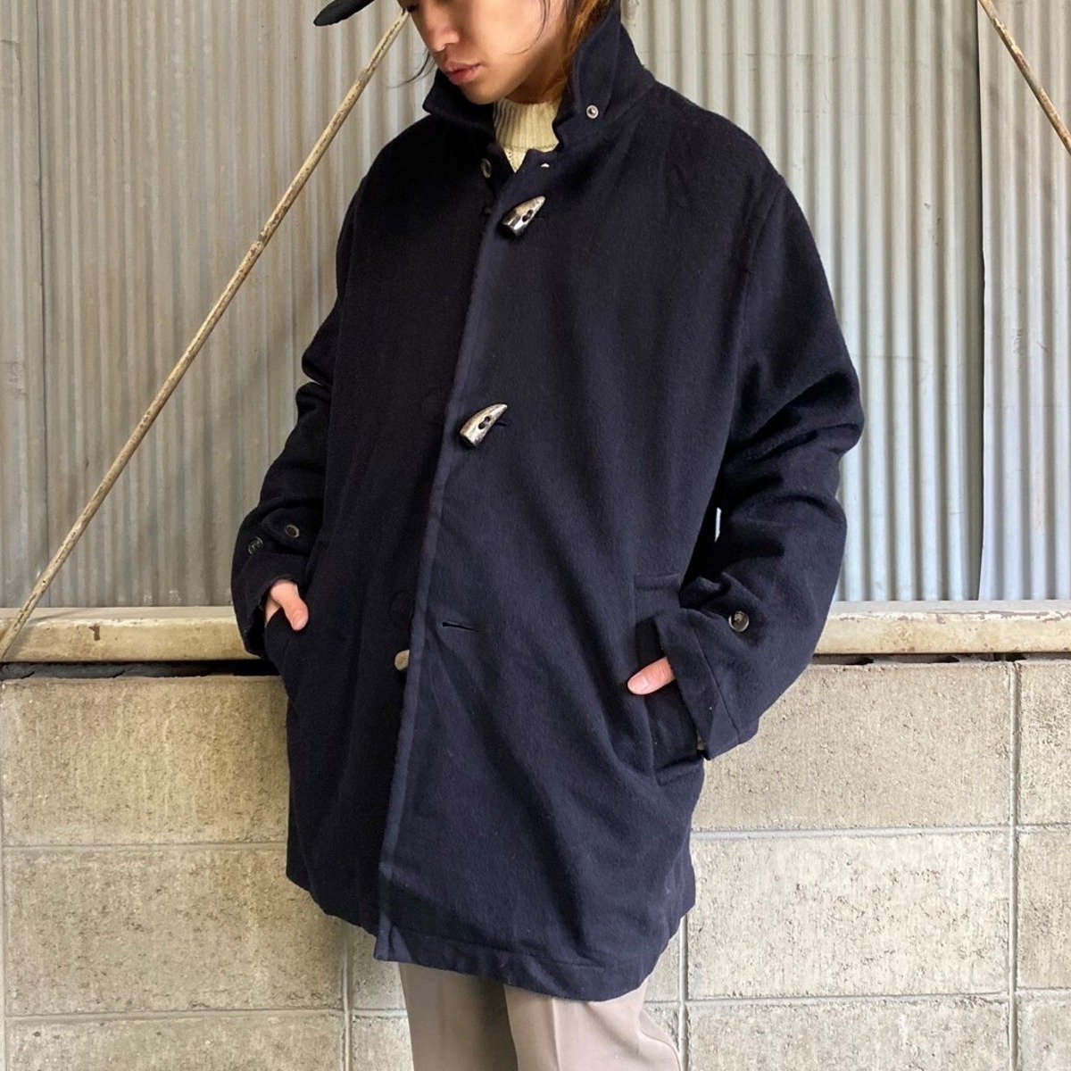 ポロバイラルフローレン ウールハーフコート ダッフルコート メンズL 
