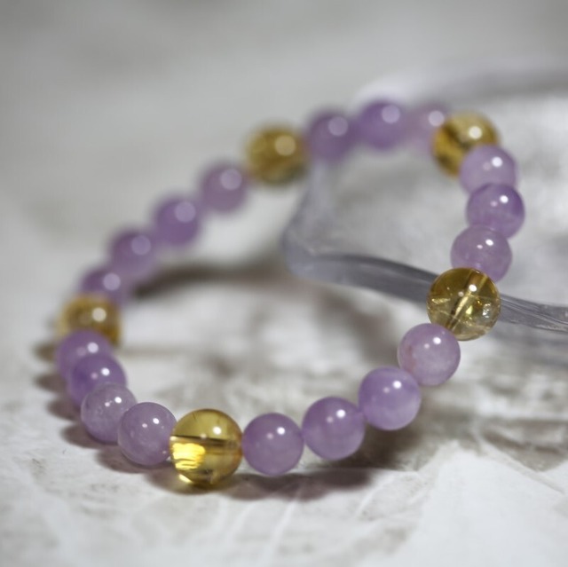 シトリンとラベンダーアメジストのブレスレット(123)