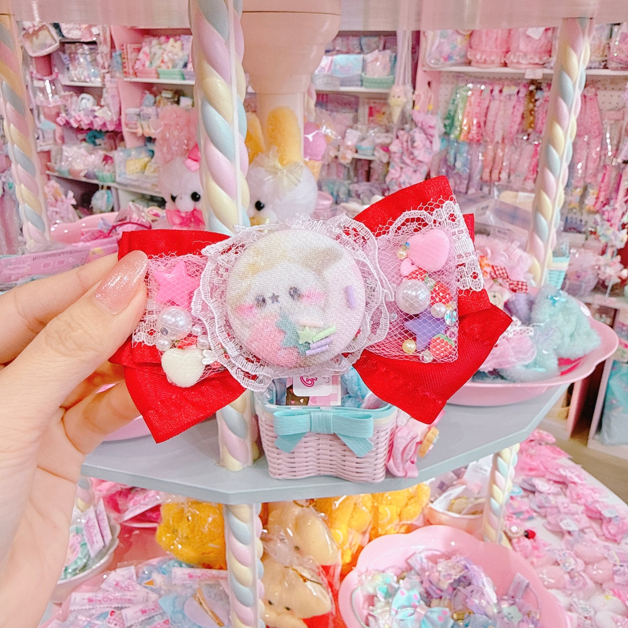 【R14】53-11くるみボタンポニーヘアクリップ