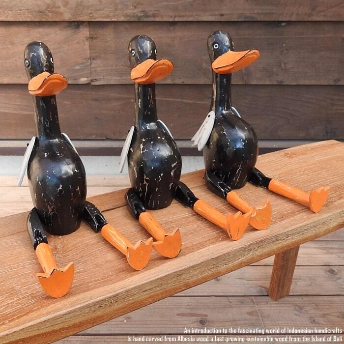 アンティーク 木製の鴨の置物 ハンドメイド 一点物