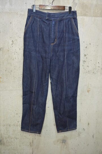美品 セルビッチ 濃紺 デニムパンツ 隠しリベット オフセット 和柄 