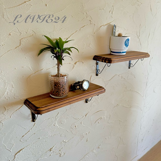 送料無料 角が丸い ウォールシェルフ キッチン ラック アイアン ブラケット付き 北欧風 棚板