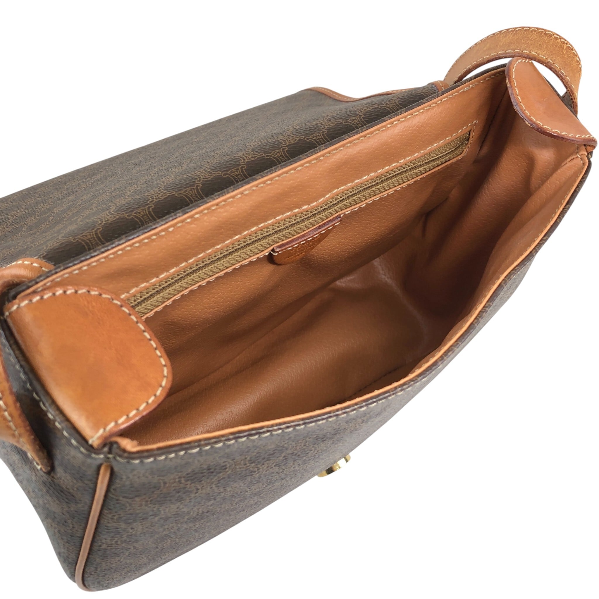 CELINE セリーヌ マカダム ショルダーバッグ ブラウン ブラゾン型押し