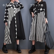 水玉模様 切り替えデザイン シャツワンピース 00102