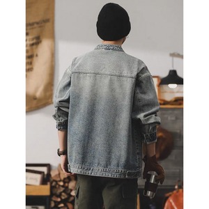 Washed zip-up denim jacket  0208