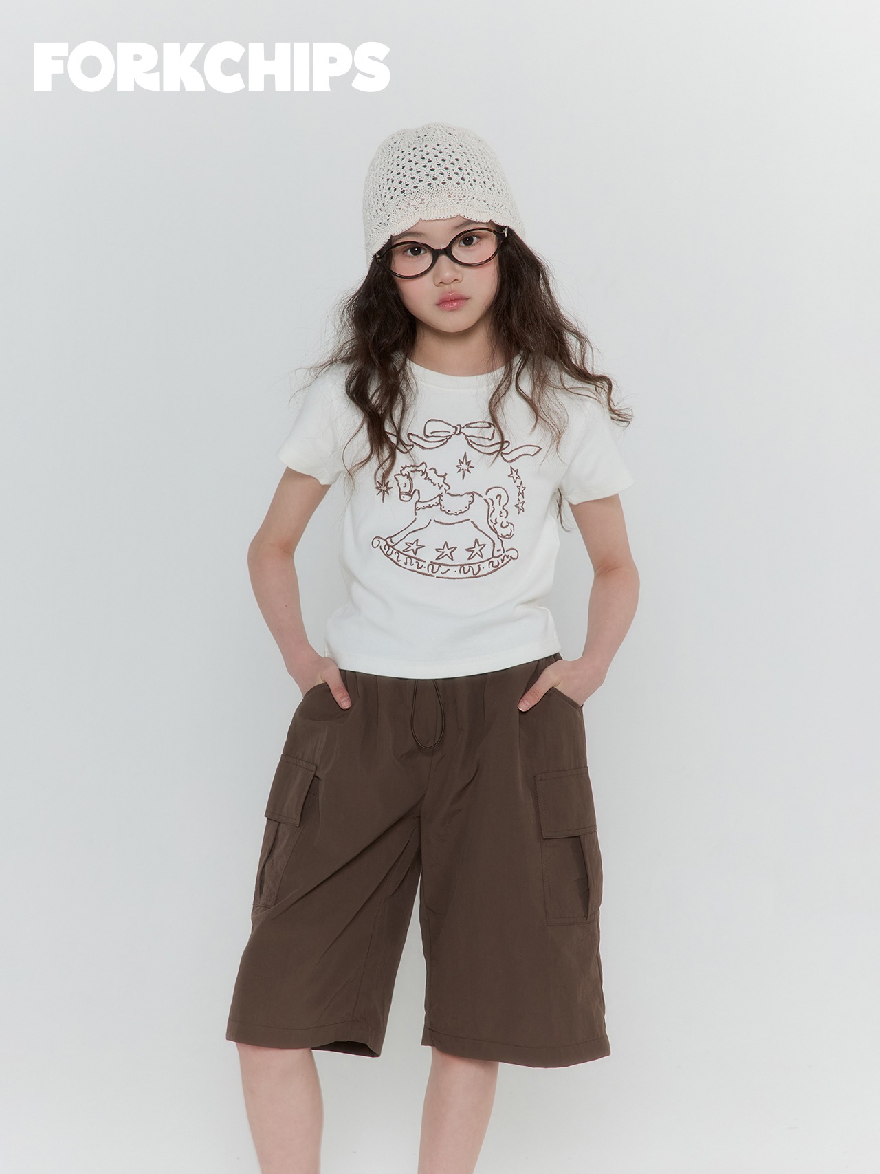 [FORKCHIPS] Horse Embroidery T-shirt (JS/JM/JL/JXL) / [포크칩스] 홀스자수티셔츠 (JS/JM/JL/JXL)