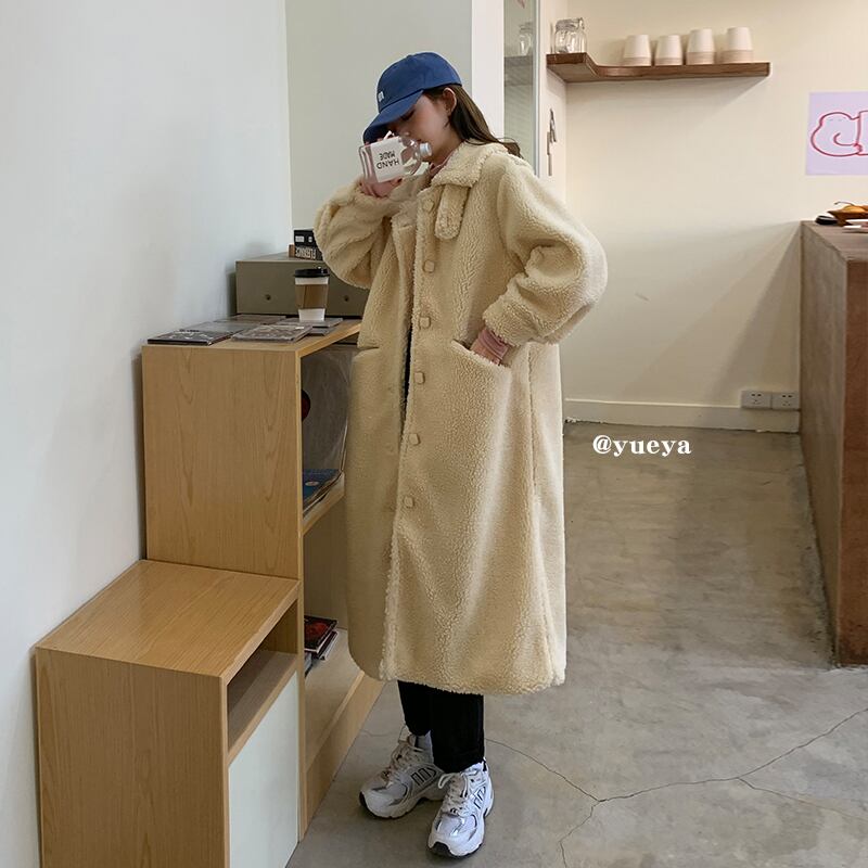 クレセントシティフレンズミドル丈パッド入りジャケット2020年冬新バージョンルーズラムウールコート クレセントシティ46815862483