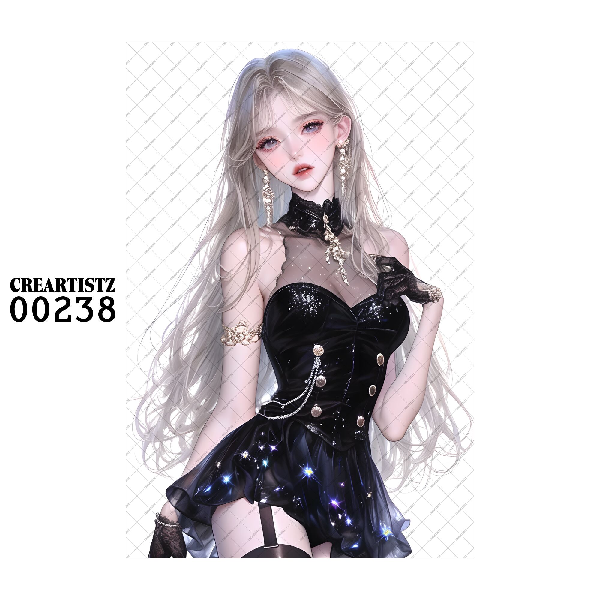 00238 ガール キュート オリジナル ペーパー/ステッカー 4枚セット CREARTISTZ