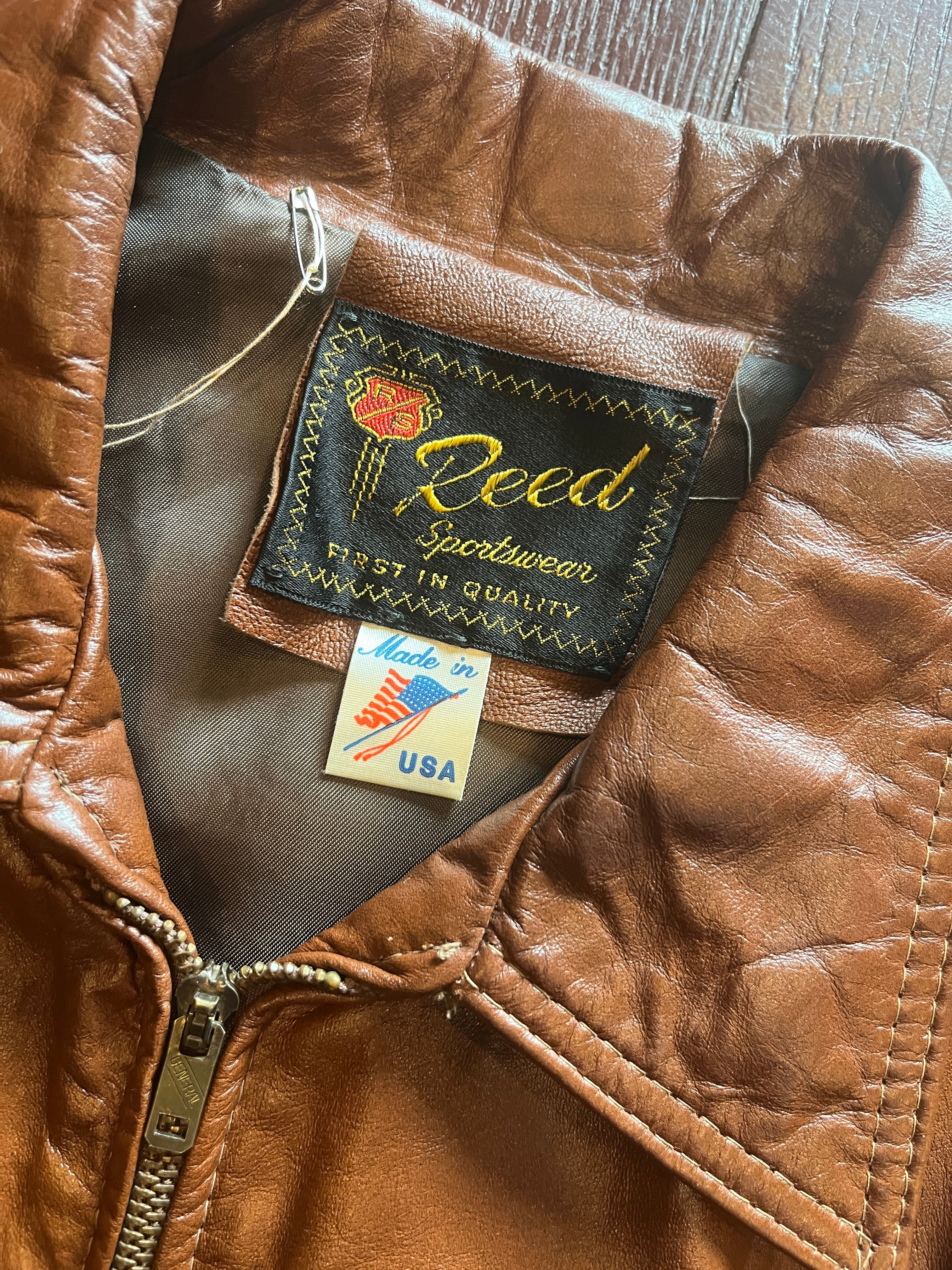 70~80's Reed Sportswear Single Leather JKT 本革 シングル レザージャケット USA サイズ42 L-XL