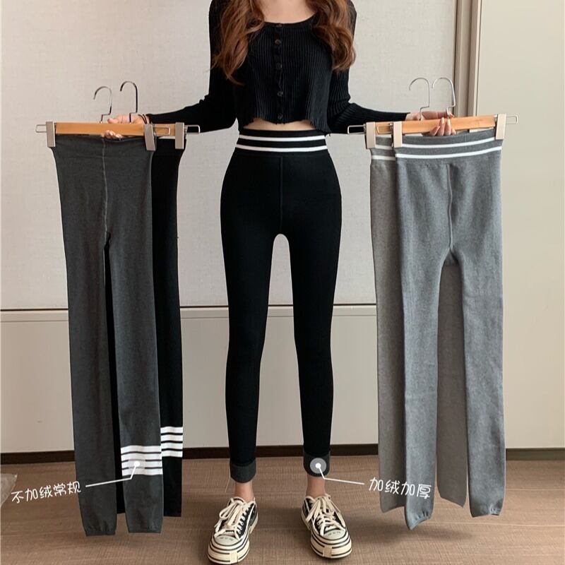 ストライプストレッチスプリングベルベット エラスティック 伸縮 春物 タイツ ストッキング ソックス ステッチ YY-ファッション3099067392